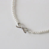 ムード リボン パール チョーカー ネックレス necklace bling moon